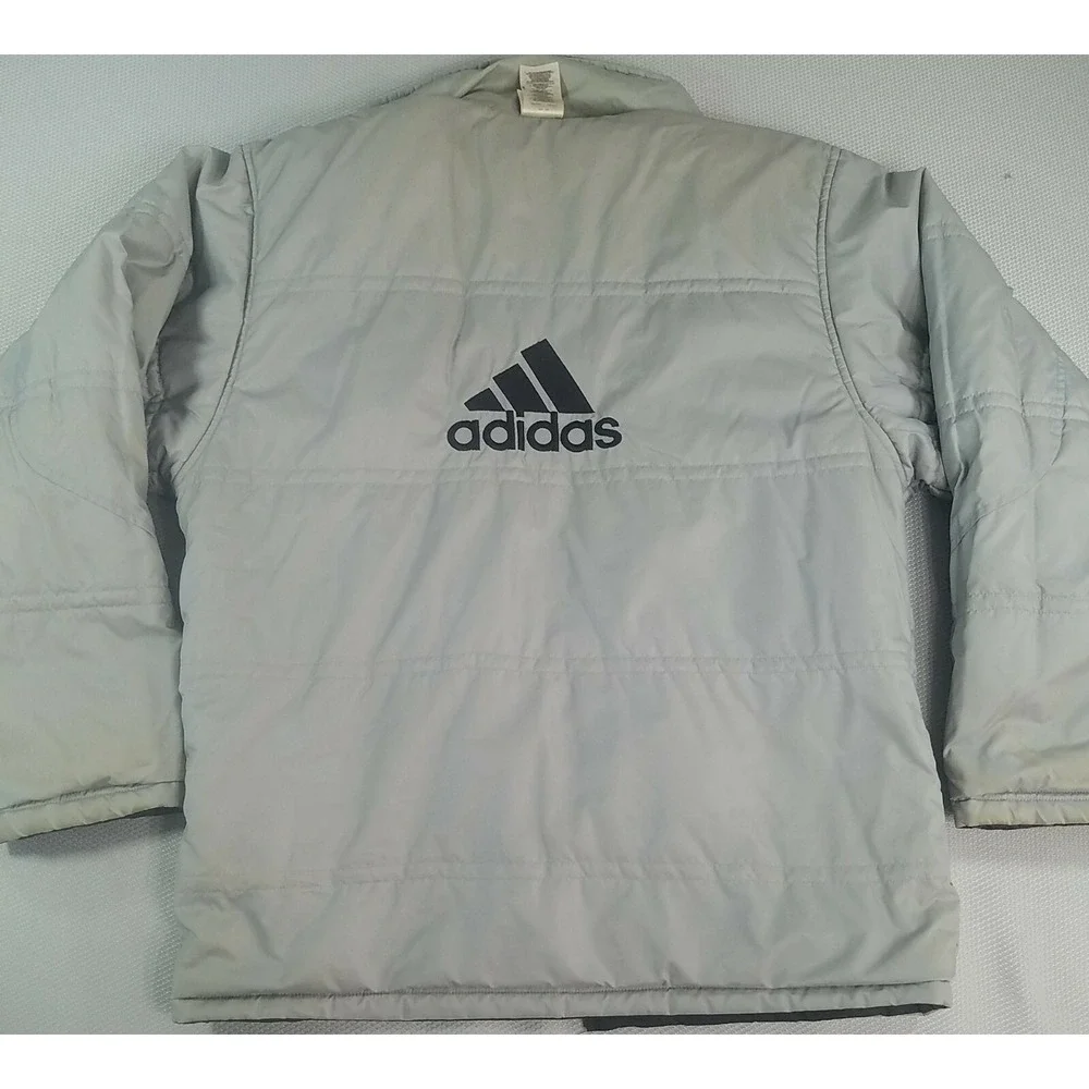 Adidas 90's Vintage Reversible Jacket Size M Black Grey 3 stripe 100% Polyester‎